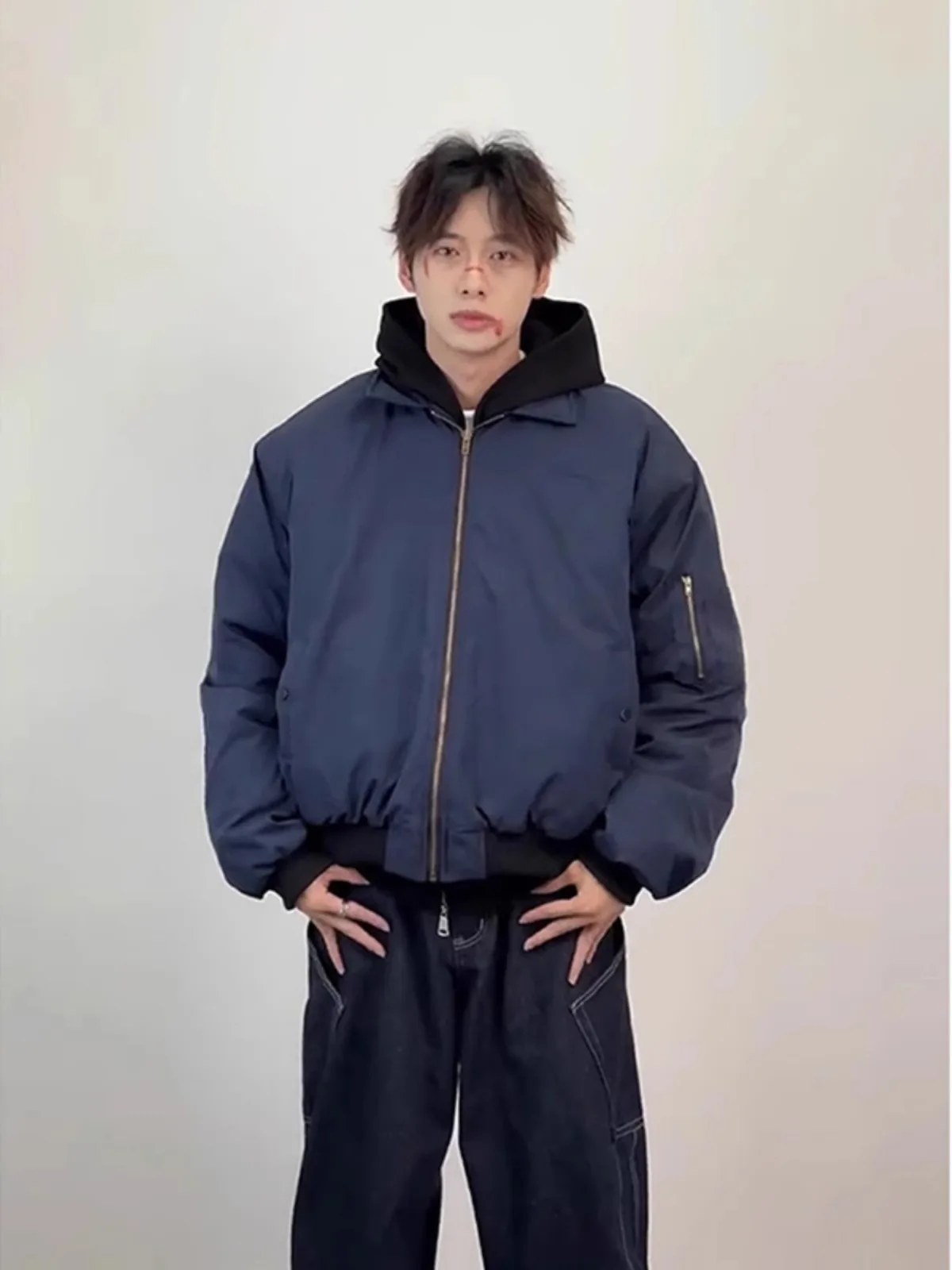 

Cleanfit Royal Blue Cotton Pilot Jaet Мужская ор Sle Осень Зима Bomber Ball Game Верхняя одежда Теплая Thiened Long Sve