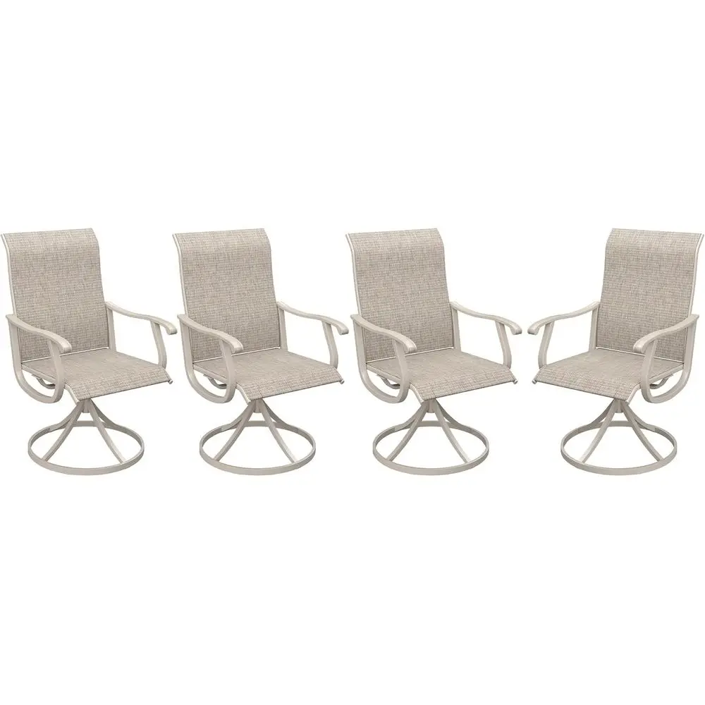 

4-Piece Metal Patio Dining Set with Textilene Fabric, Outdoor Garden Chairs in Sandshell