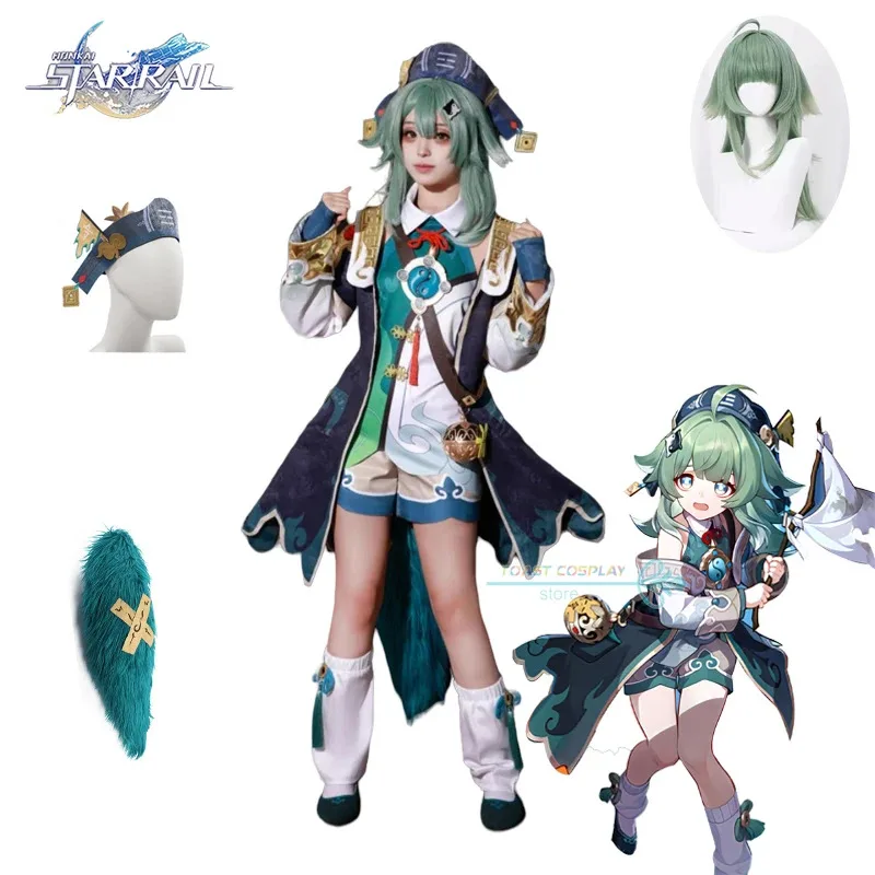 Ss13Huohuo 게임 Honkai 스타 레일 Huohuo 코스프레 할로윈 파티 의상 의상 가발 테일 풀 세트 여성용