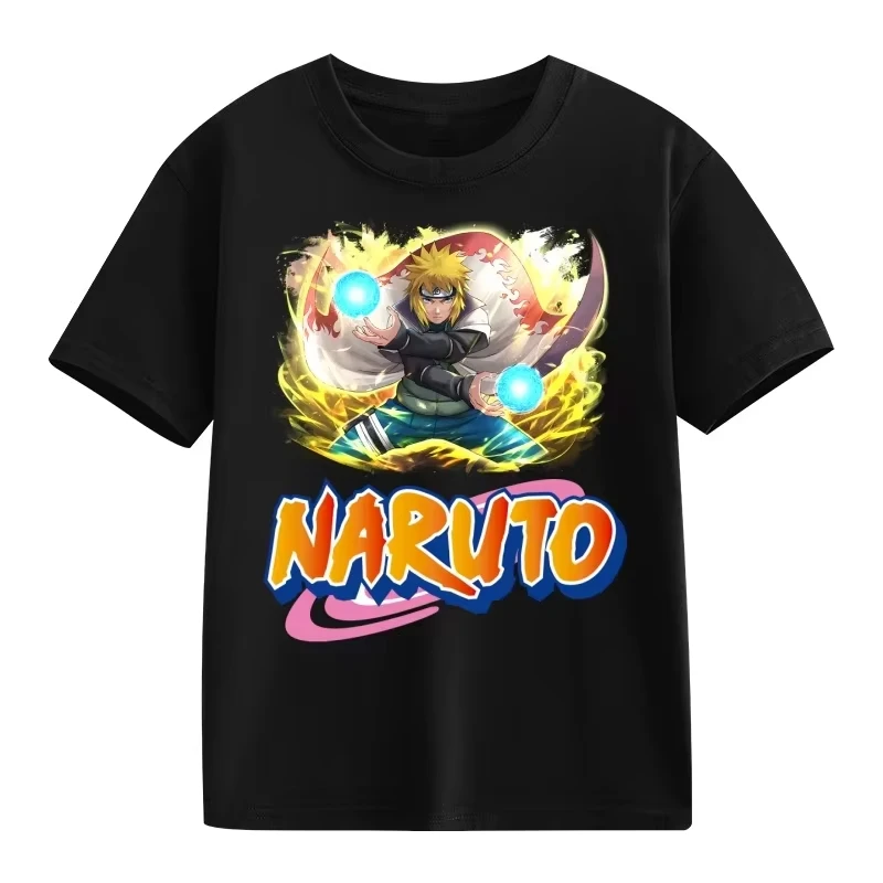 Naruto Minato Namikaze Print T-Shirt für Kinder, Männer, Frauen, Anime-Cartoon, lässiges Kurzarm-T-Shirt, Sommer-Baumwoll-Tops, Streetwear-Geschenk