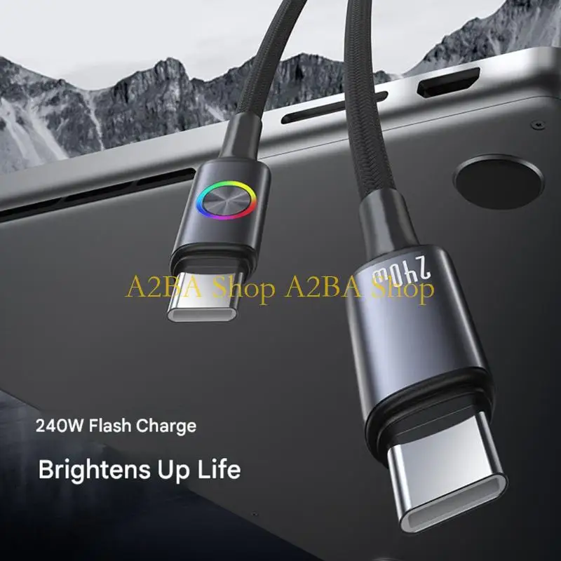 A2BA Premium Braided Type C Cable 240W 60W Quick Charging For Phone Laptop Tablet