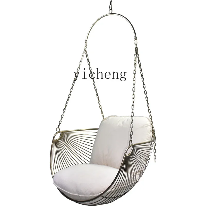 H19-Outdoor Garden Swing Hanging Chair Outdoor Balcony Household Stainless Steel Premium Sense Sofa Chair Hanging Basket Cradle