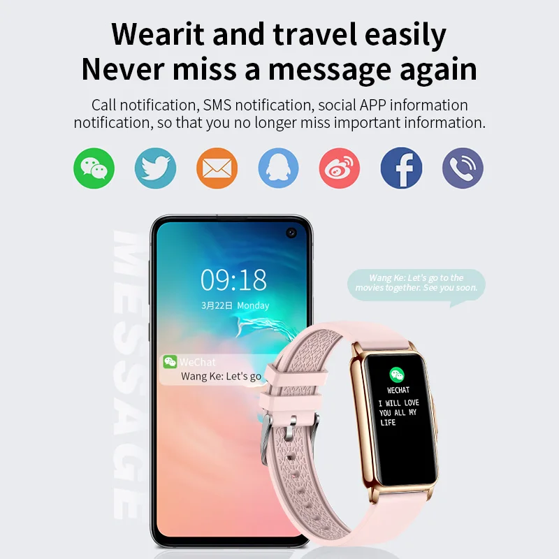 Smart Bracelet Women Smartwatch Men Heart Rate Blood Oxygen Waterproof Sport Smart Band Watch For Xiaomi Android IOS Ladies+Gift