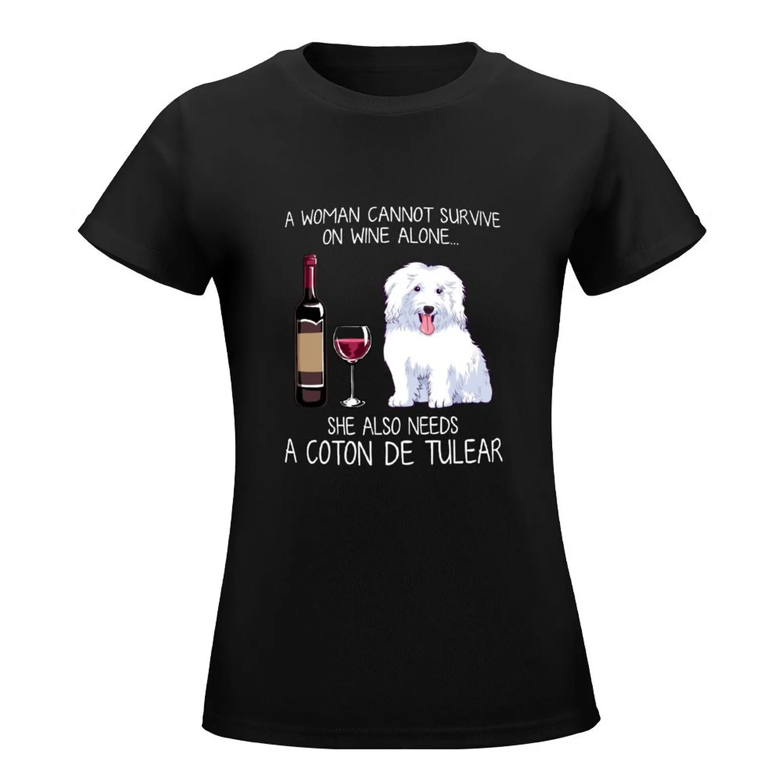 Coton de Tulear and wine Funny dog T-Shirt Blouse cute clothes oversized t-shirts for Women graphic tees