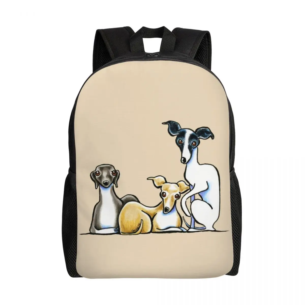 Mochilas para cães Greyhound Sighthound para homens e mulheres, mochila de estudante universitário bonito, cabe 16 "Laptop, Whippet Puppy Bags