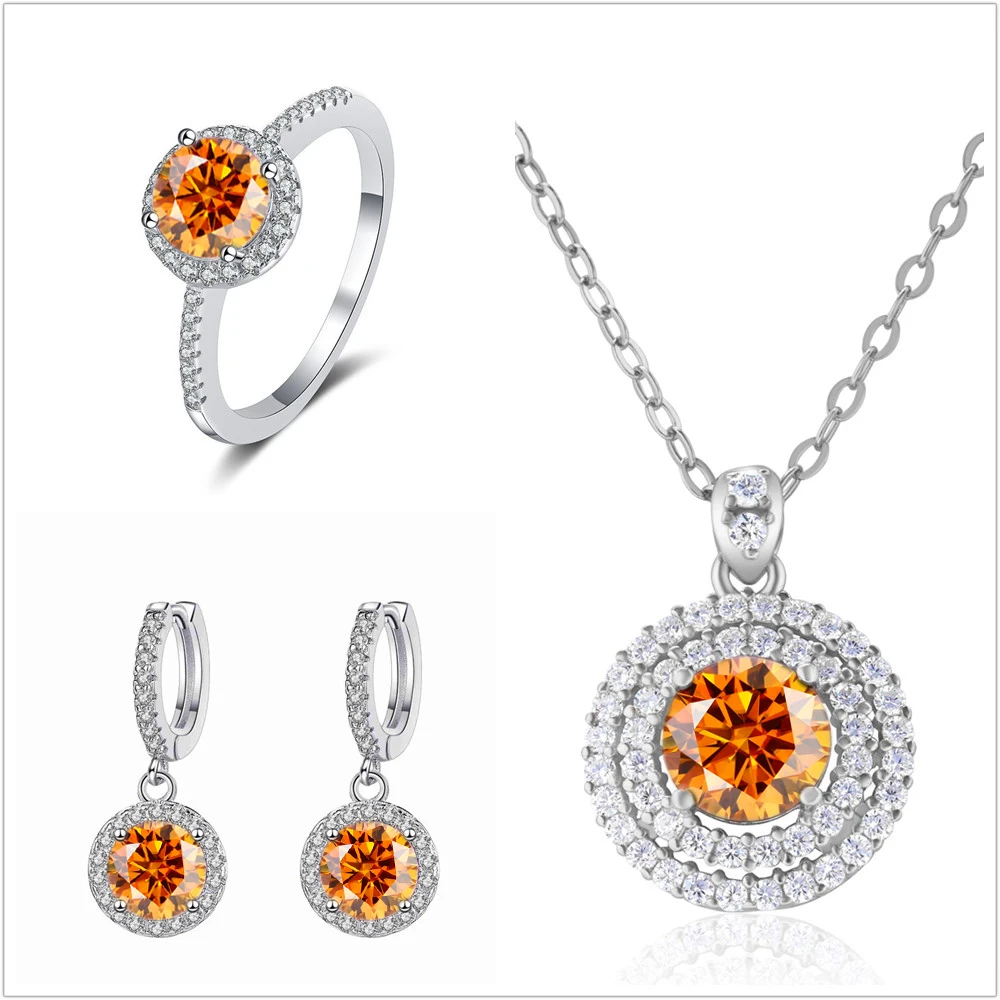 Prawdziwy zestaw biżuterii Moissanite dla kobiet D VVS1 diament 100% 925 srebro 18K pozłacany wisiorek naszyjnik spadek kolczyk prezenty