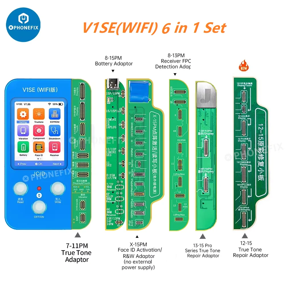 

Плата JC V1S Pro V1SE Nand программатор, модули для iPhone 12 13 14 15, функция распознавания лица, камера с аккумулятором True Tone, оригинальный цветной ремонт