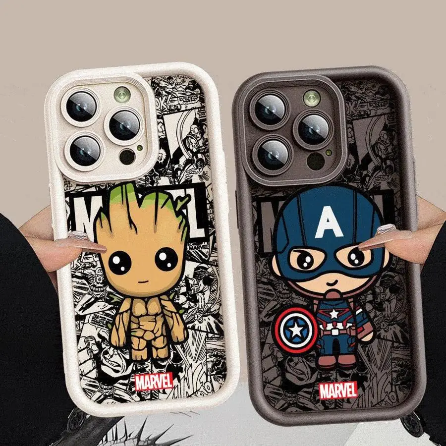 Marvel Groot Ironman Phone Case for iPhone 15ProMax 13 Mini 12 Pro 16 11 Pro SE XS Max 8 7 XR 14 Plus Soft Cover Luxury