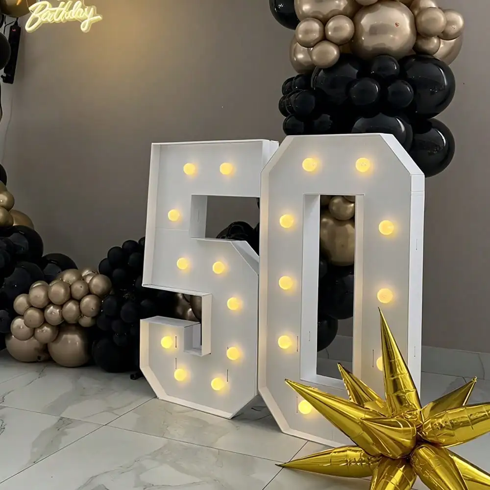 1pc Digital Marquee KT Board Numbers 0‑9, 73cm/28.7in Warm Light Up Frame, Plug‑in Party Decor for Birthdays & Anniversaries