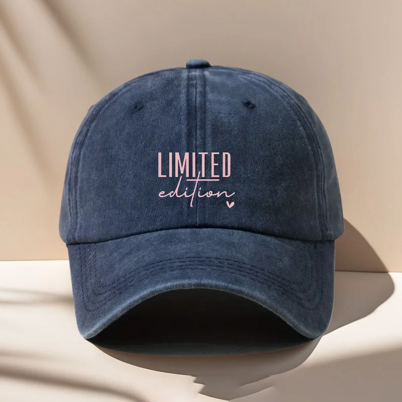 1pc Washed Vintage Baseball Cap - Gentle Pink LIMITED Edition Letter Print, Adjustable Buckle Design, Multiple Colors Available,