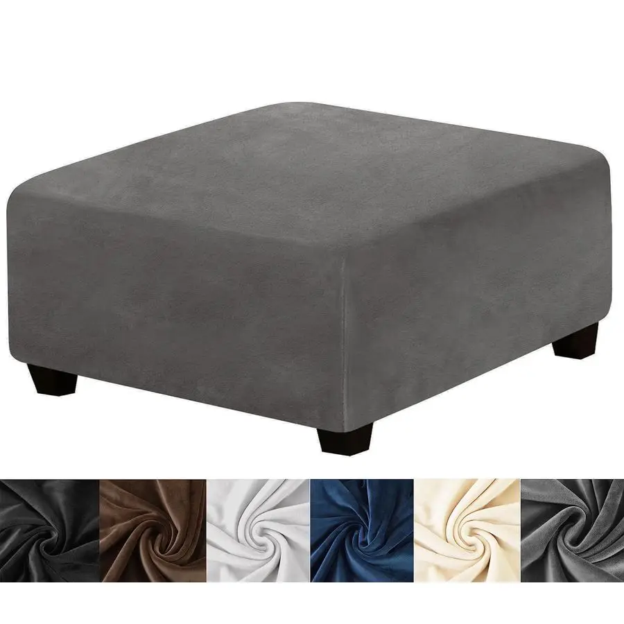 

Чехол для пуфы квадратный, из эластичного вельвета, толстый, моющийся, с эластичным низом