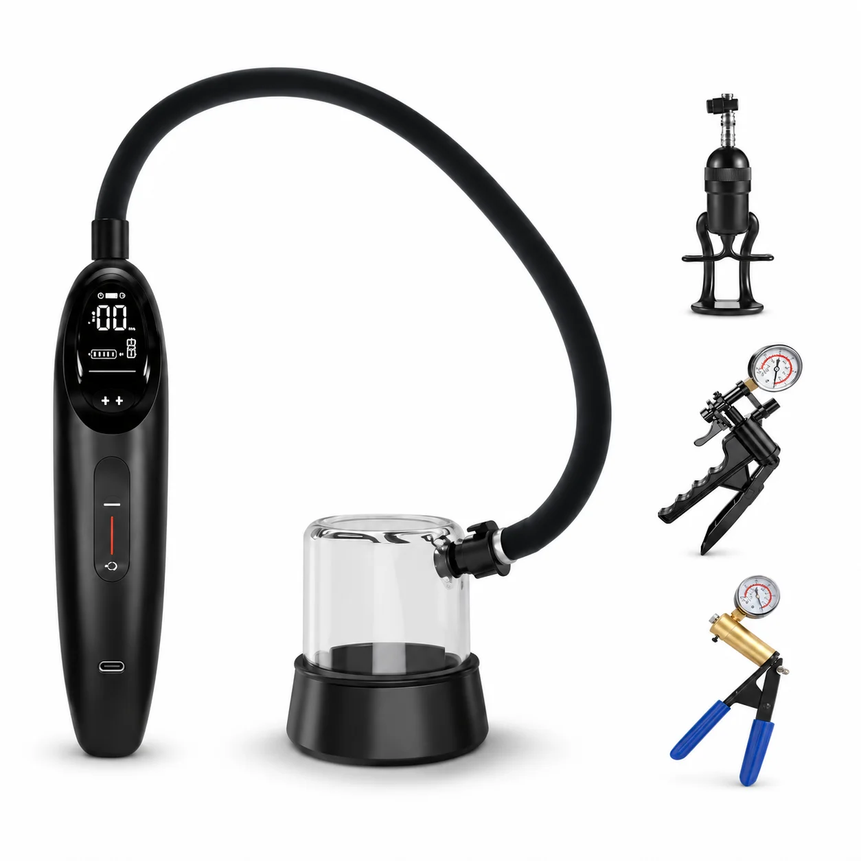 Electric Vacuum Pump Trainer for Men with Suction Cup Attachment and Manual Air Control for Adult Wellness and Private Solo Use