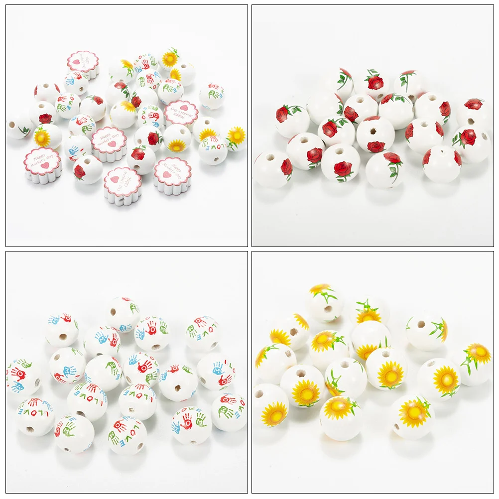 

40 шт. деревянные бусины DIY поставка цветочный дизайн изготовление ювелирных изделий материал ремесла DIY бусины на День матери материал для изготовления ювелирных изделий