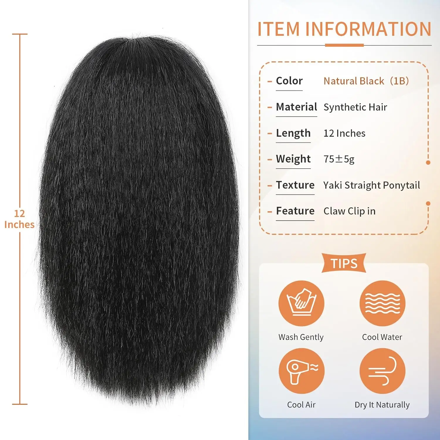 12/16/20/24/28inch Yaki Texture Hair Claw Clip For Women - Strong Hold Synthetic Ponytail Holder, Perfect For Black Hair Types