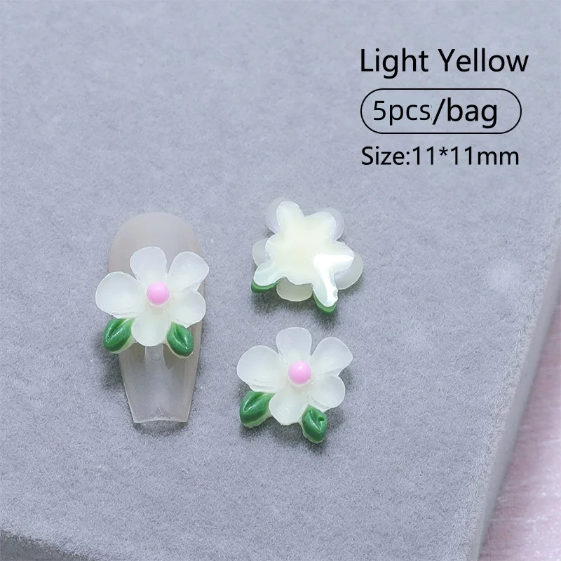 5 ชิ้น/ถุง ชาร์มเรซิ่นตกแต่งเล็บลายการ์ตูน 3 มิติ น่ารัก รูปดอกไม้และใบไม้หลากสี สำหรับงาน DIY ตกแต่งเล็บและเครื่องประดับ