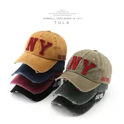 Letnia męska czapka z daszkiem dla kobiet czapka z daszkiem sprana bawełna miękki top czapka typu snapback duże litery NY haft Casquette unisex