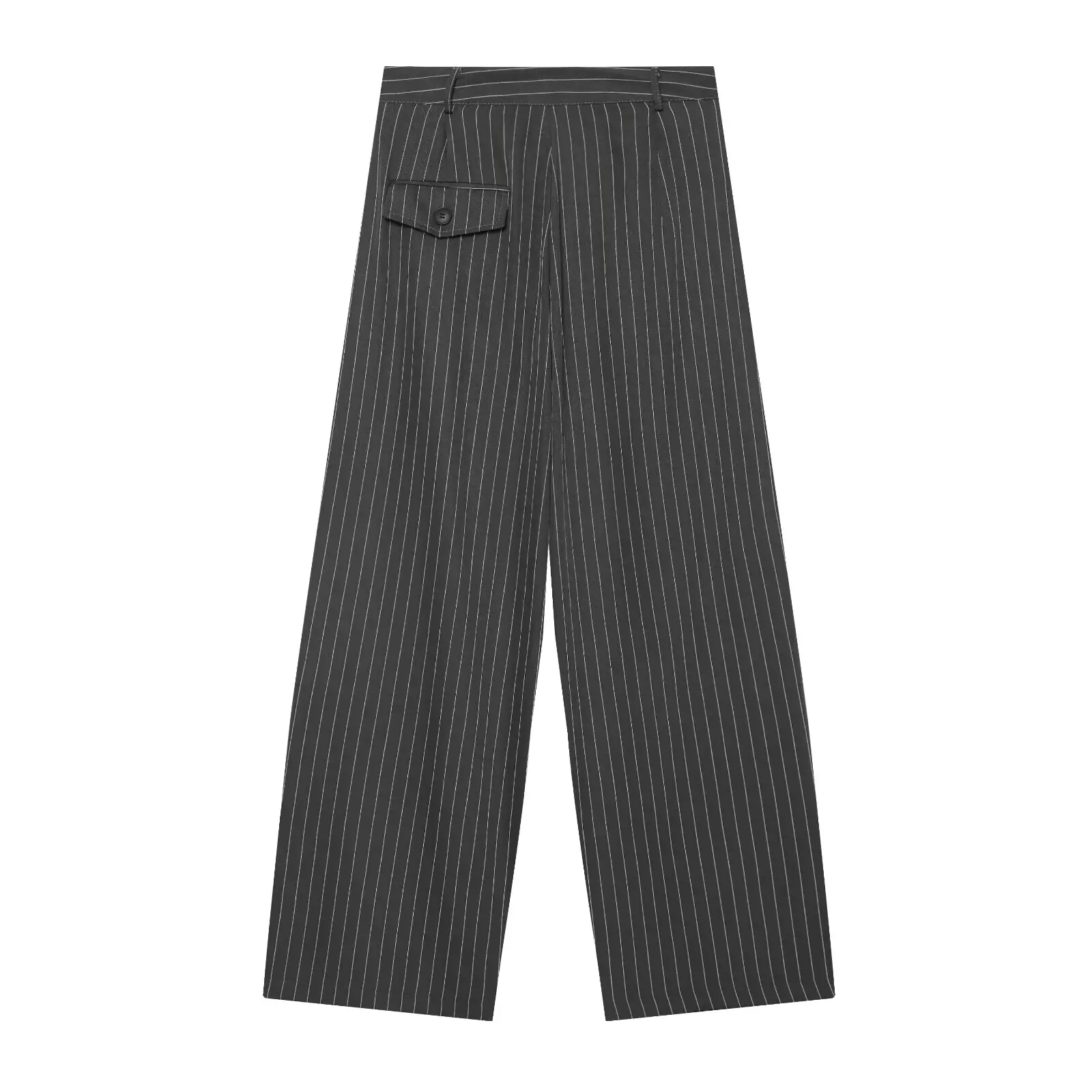 TFMLN Damen Mode Weite Hosen Vintage Hohe Taille Reißverschluss Lässige Gerade Hochgeschnittene Plissierte Lange Hosen Neu – Detail 3