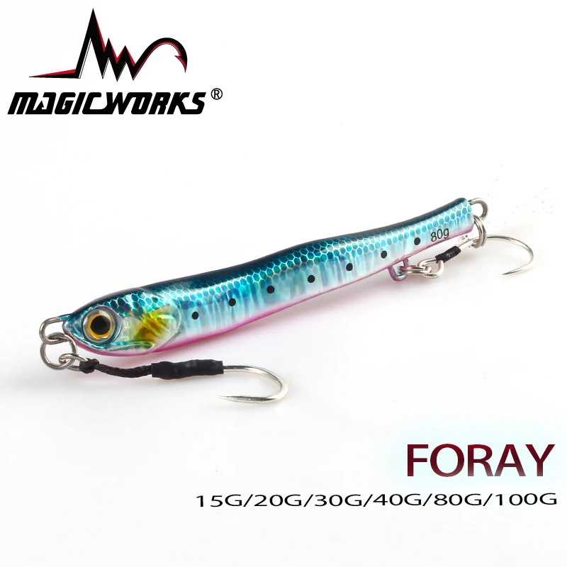 

MAGIC WORKS Metal Jig S Shape Fishing Lure Shore Micro 15g 20g 30g 40g 80g 100g For Artificial Bait Fishing Tackle