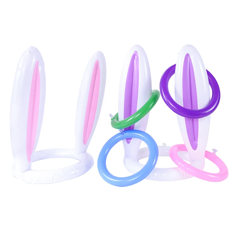 1Set PVC Opblaasbare Bunny Oren Ring Toss Game Opblaasbaar Toss Game voor Pasen Party Kinderen Speelgoed Geschenken Bruiloft Verjaardag benodigdheden