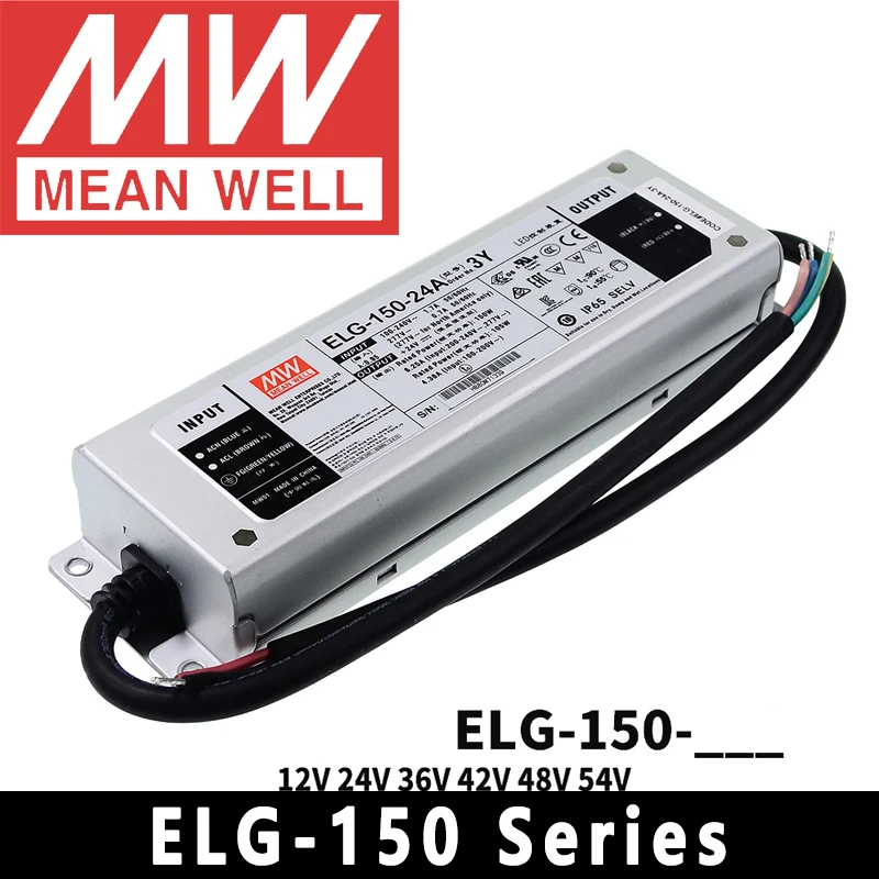 Mean Well ELG-150-12B/24B/36B/42B/48B/54B Constant Voltage/ Constant Current LED Driver