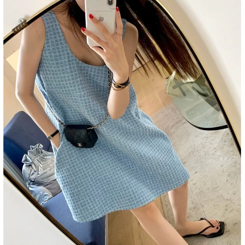 

Новый летний женский джинсовый жилет Svel Dr трапециевидной формы, свободная утягивающая корейская юбка, повседневная, универсальная, моющаяся