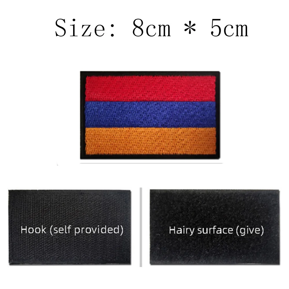 1pc Armenia Hook And Loop Backing Flag Patch 8cm Wide Wholesale Price City Emblem For Clothing Sleeve/Applique