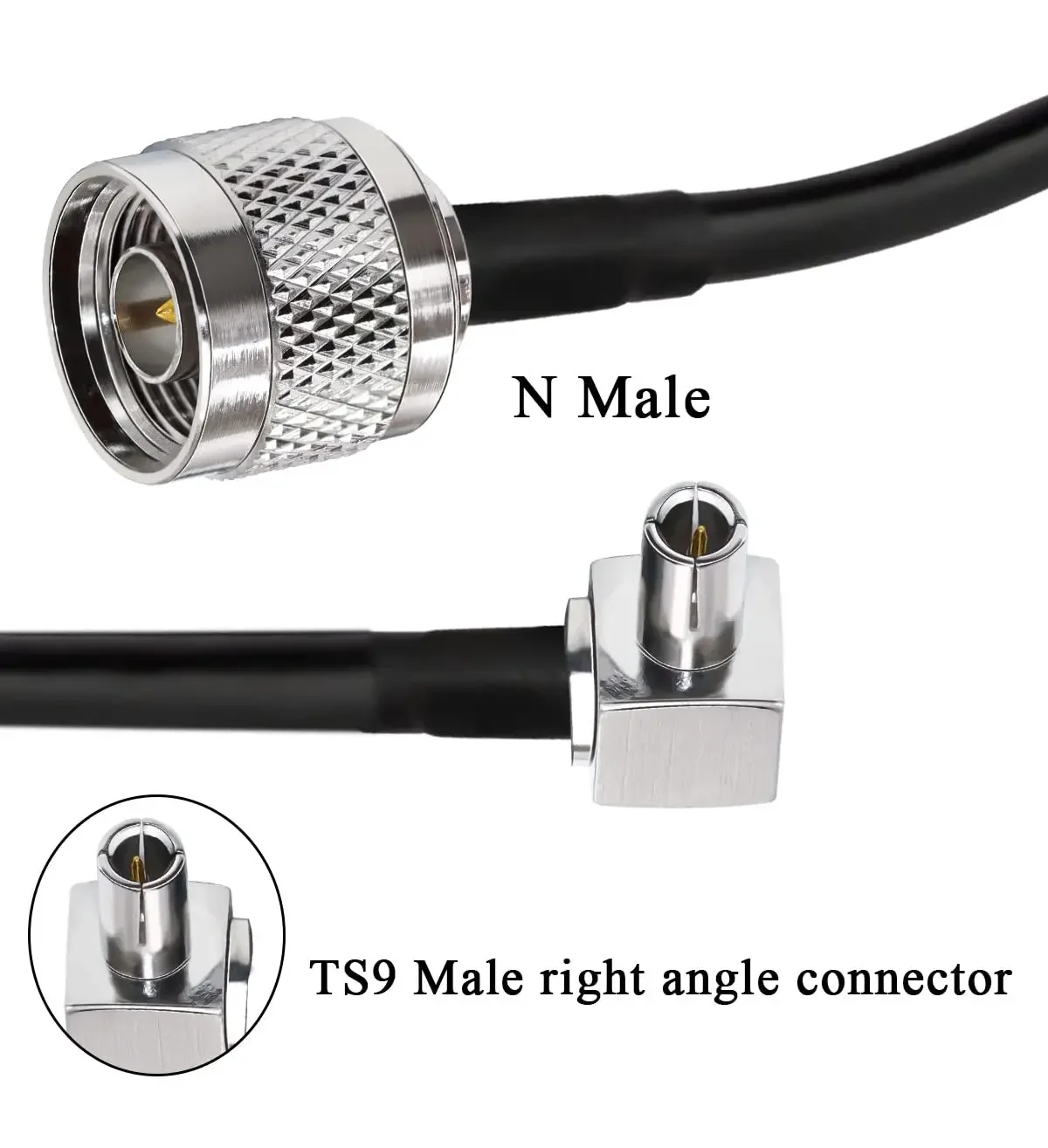 N Type to TS9 Coax Cable RG58 N Male Plug to TS9 Male Right Angle Coax Jumper Cable 65.6ft(20M) WiFi Antenna Extension Cable 40M