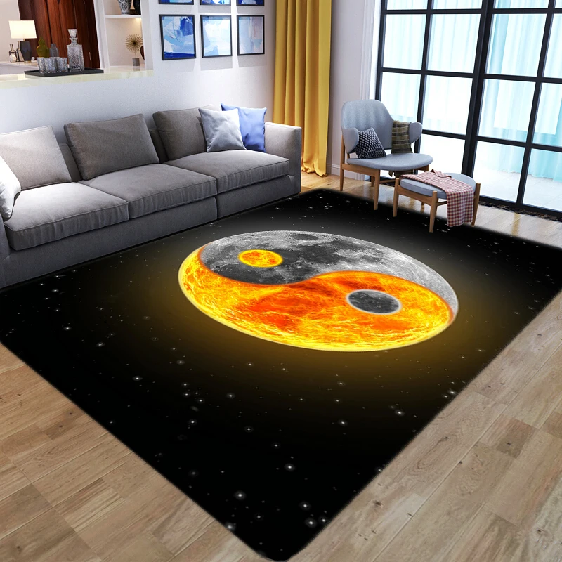 Flame Tai Chi 3D Carpets Soft Flannel Large Play Area Rugs for Teen Kids Bedroom Home Decor Living Room Sofa Non-Skid Floor Mats