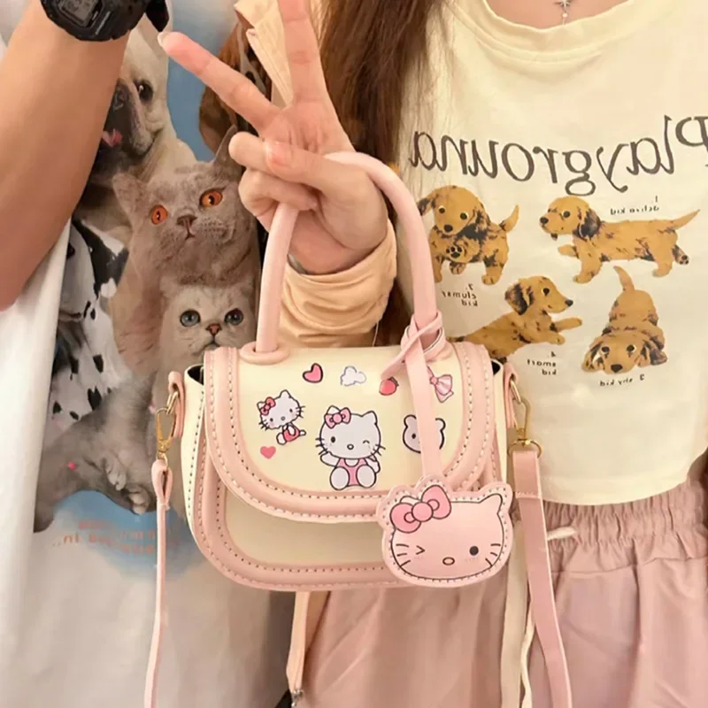 Sanrio Hello Kitty Cinnamoroll bolso para niños dibujos animados Kawaii DIY lindo en línea celebridad portátil chica bandolera de hombro