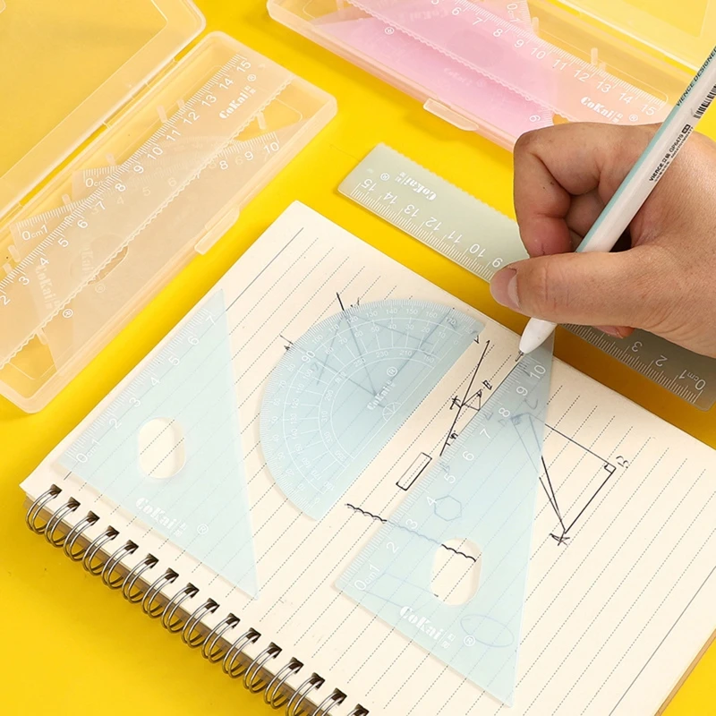 مسطرة الرياضيات، مسطرة الرسم الهندسية، أداة امتحان الألوان الهلامية، اللوازم المدرسية للرياضيات للطلاب الجامعيين والأطفال 4 قطع