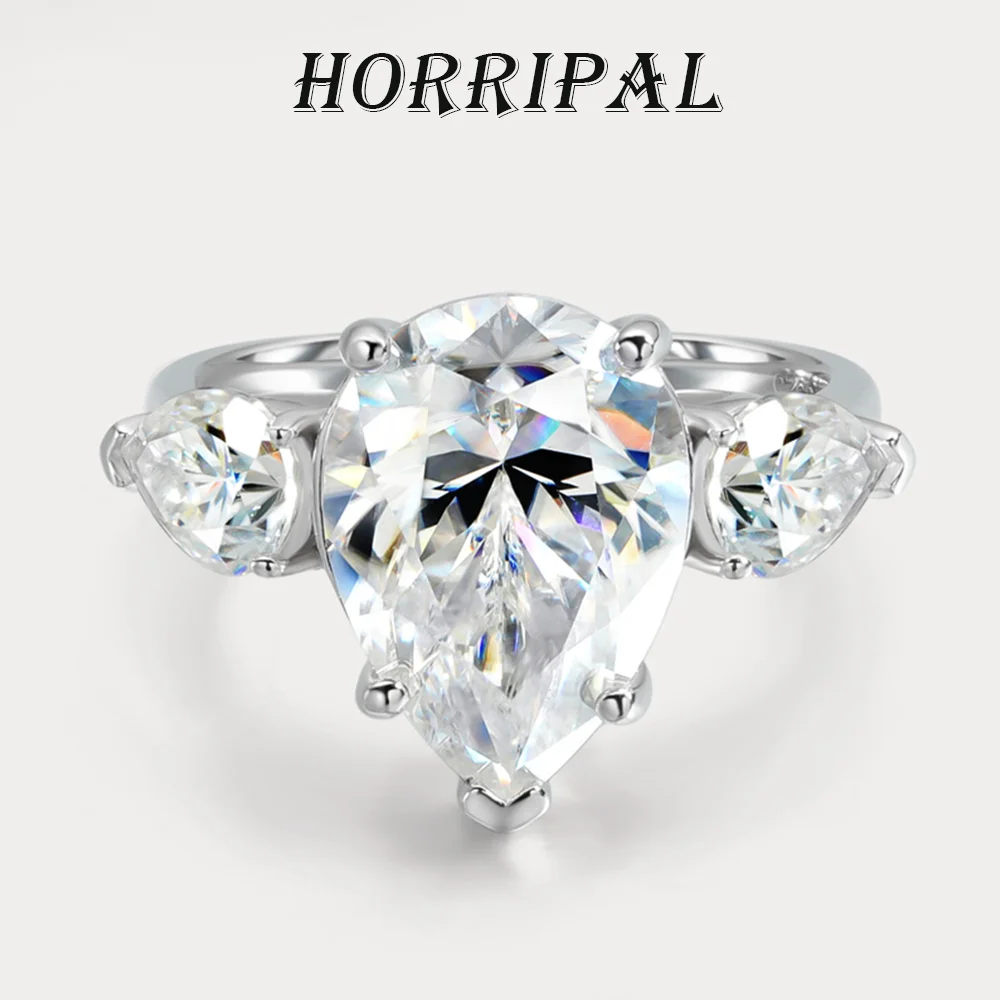 

HORRIPAL Pear-Cut 6CT Moissanite Women's Ring 925 Sterling Silver With GRA Certification Teardrop Luxury Style Fine Jewelry