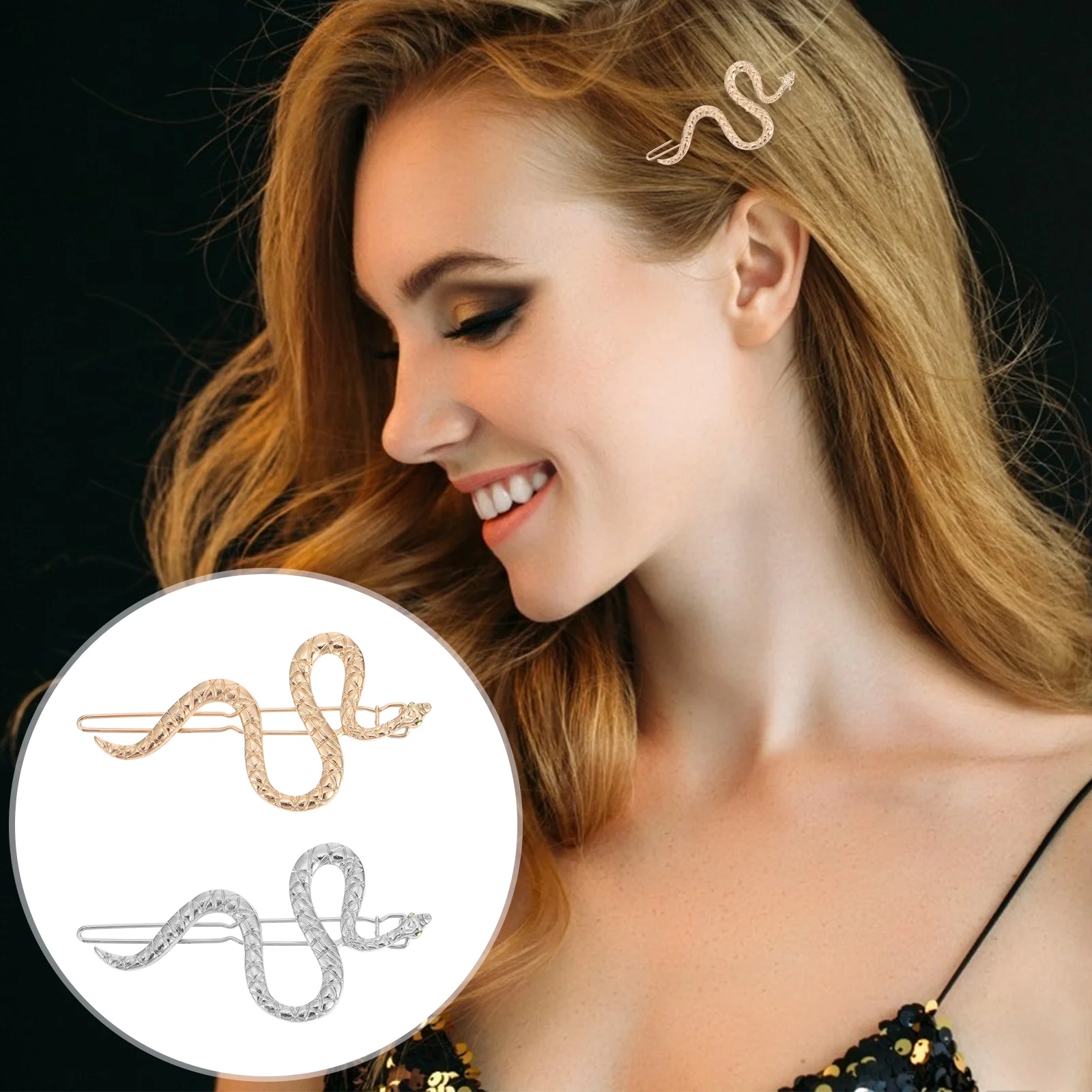 

4 Pcs Snake Hairpin Hairpins Geometric Clips Pattern Barrettes Accessories Halloween Alloy Vintage Girl