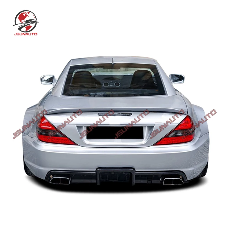 For Benz SL Front Bumper Fiberglass Body Kit Black Serise Style Rear Bumper Side Fenders Wide Kit For Sl R230 08-11 Rear Wing