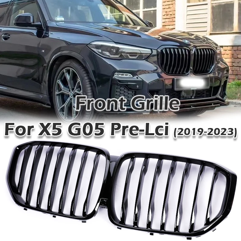 

Нижняя передняя решетка бампера M-стиль, глянцевая черная, для BMW X5 серии G05 2019-2023, замена гоночных решеток из углеродного волокна
