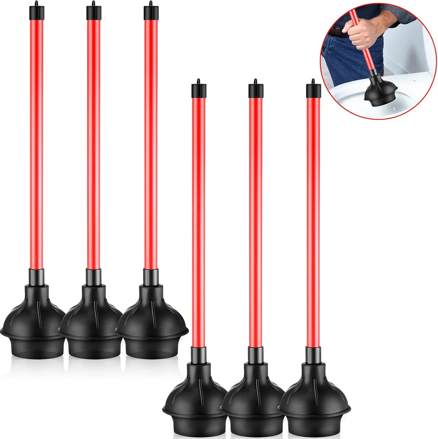

6 Pcs Toilet Plunger Bulk Heavy Duty Rubber Plug for Bathroom Suction Cup Double Thrust Force