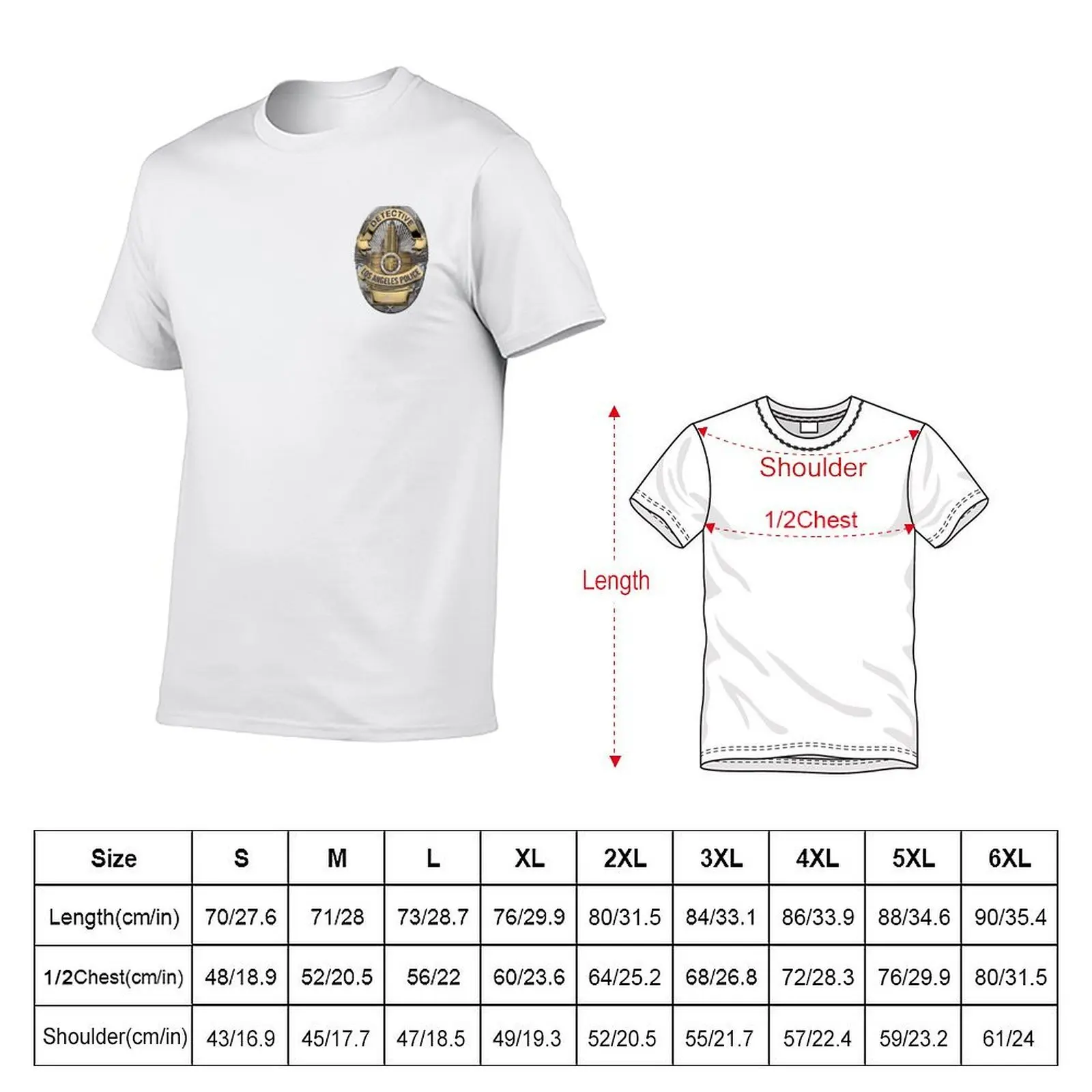 LAPD Detective Badge T-Shirt man t shirts cotton anime tshirt T-Shirt