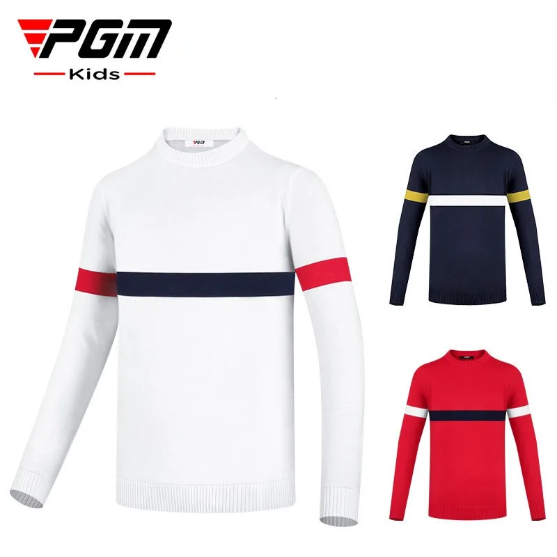 PGM Golf Sweater Children Winter Mercerized Wool Sports Clothing Boys Warm Long-Sleeved T-Shirt Round Neck Thick Autumn Clothes