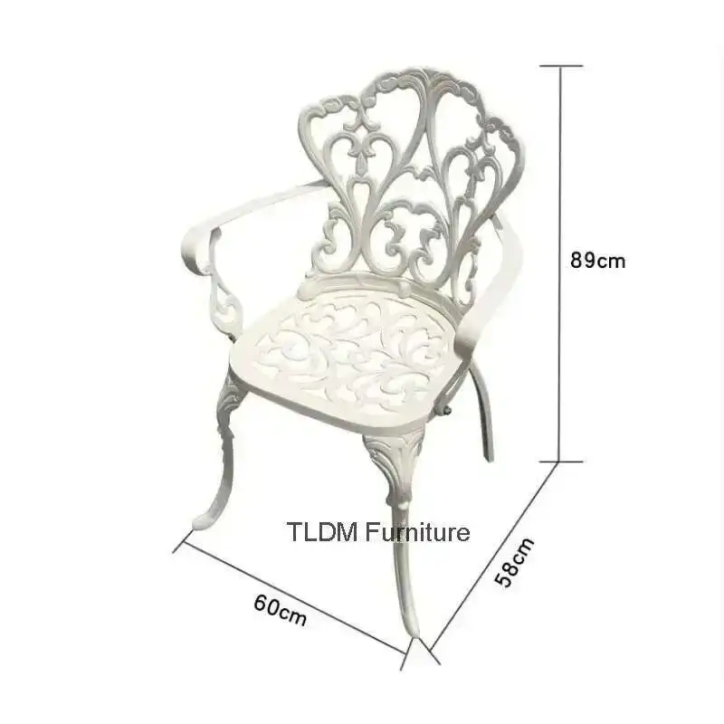 

Outdoor Cast Aluminum Tables and Chairs Set Courtyard Garden Urniture Terrace Combination Leisure Metal Round Patio Table p c