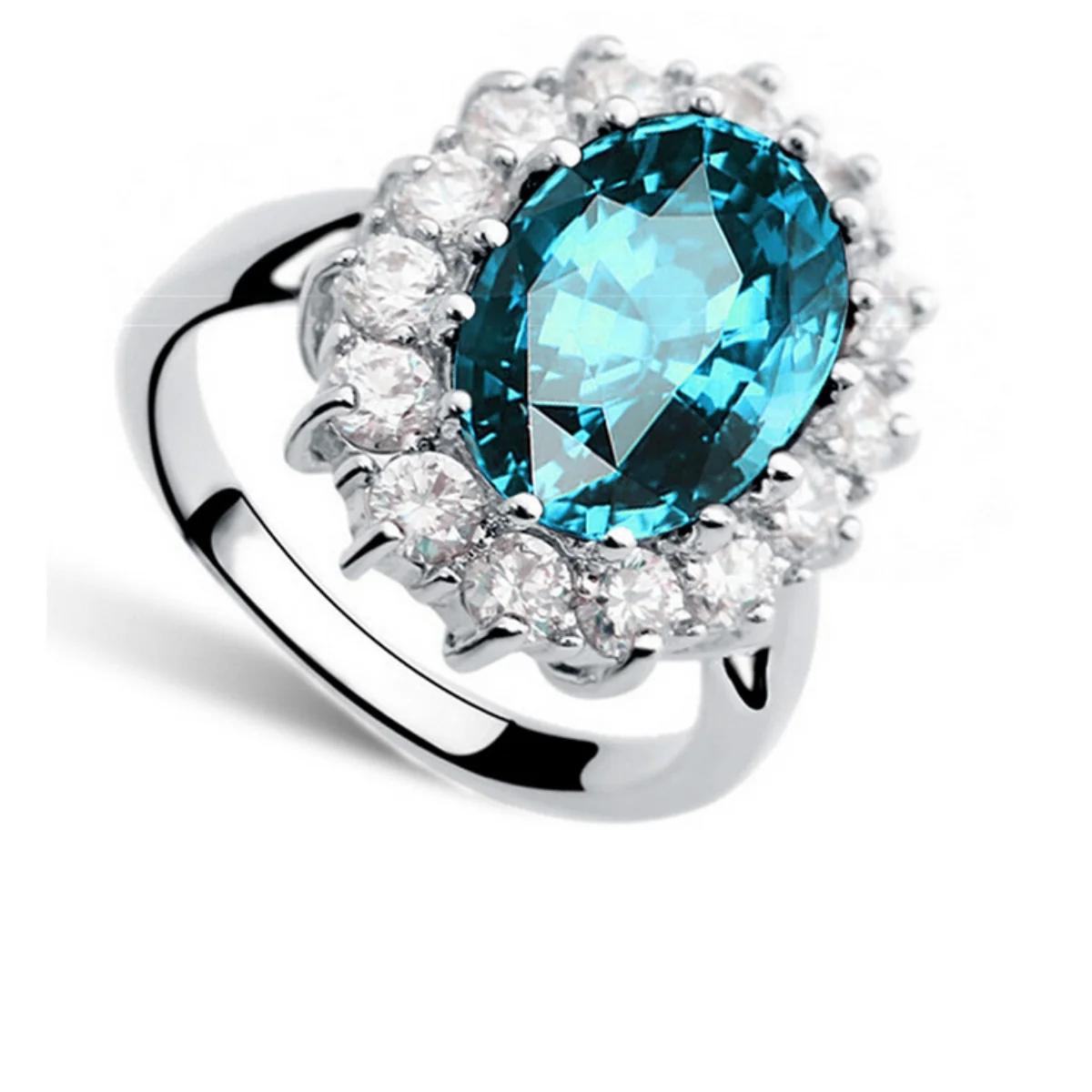 النساء الزفاف مجوهرات الخطوبة دعوى الأميرة البيضاوي الزركون كريستال قلادة أقراط الطوق