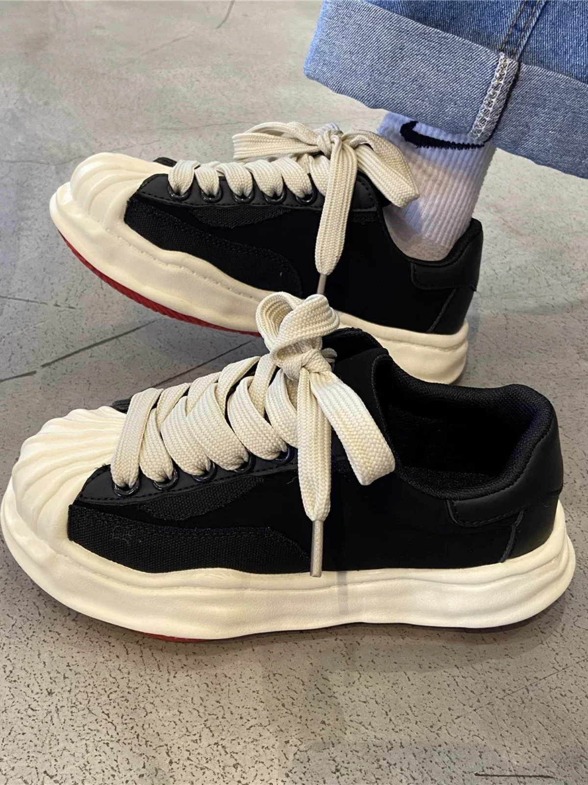 

ex Dissolving ell Head Sport oes Thi Bot Couple Sneakers Men's Streetwear Women's Casual Faion Student Footwear