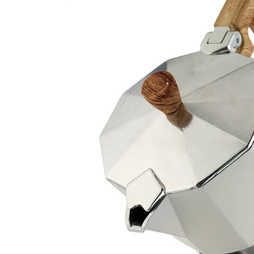 الكلاسيكية مثمنة الألومنيوم موكا وعاء الخشب نمط مقبض 150 مللي/300 مللي ماكينة الاسبريسو وعاء دائم تخمير إبريق قهوة القهوة الإيطالية #5