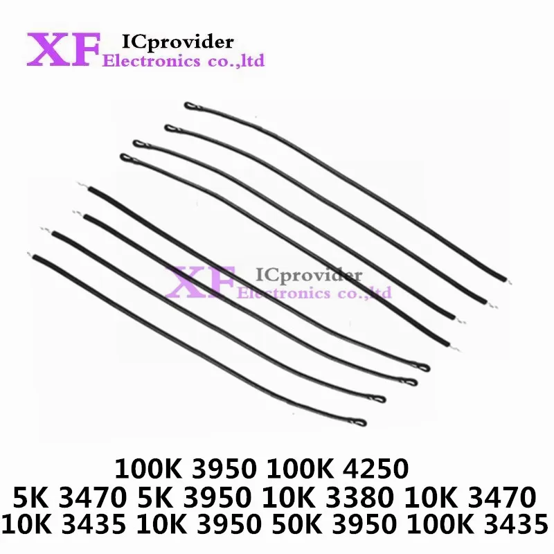 20Pcs 5K 3470 3950 10K 3380 3470 3435 3950 50K 3950 100K 3435 3950 4250 200MM Precision Epoxy Thermistor Temperature Sensor