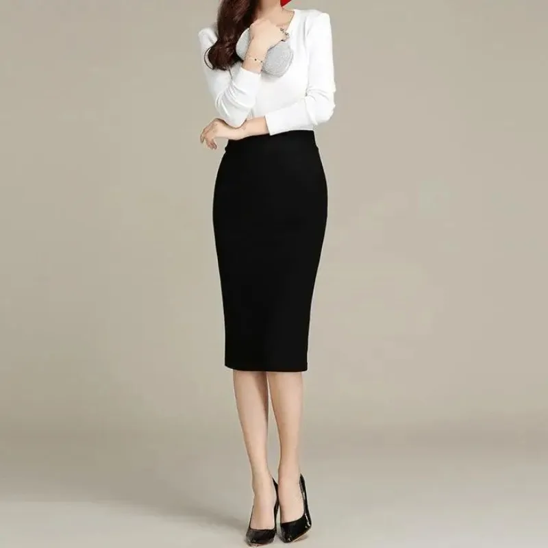 New Women Slim High Waist Long Section Of The Thin Split Step Hip Professional Skirts