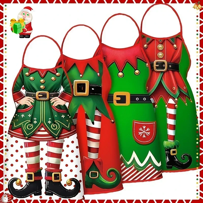

A set of 4 Christmas aprons decorative apron for Santa Claus Creative and playful Christmas-themed apron for decoration.