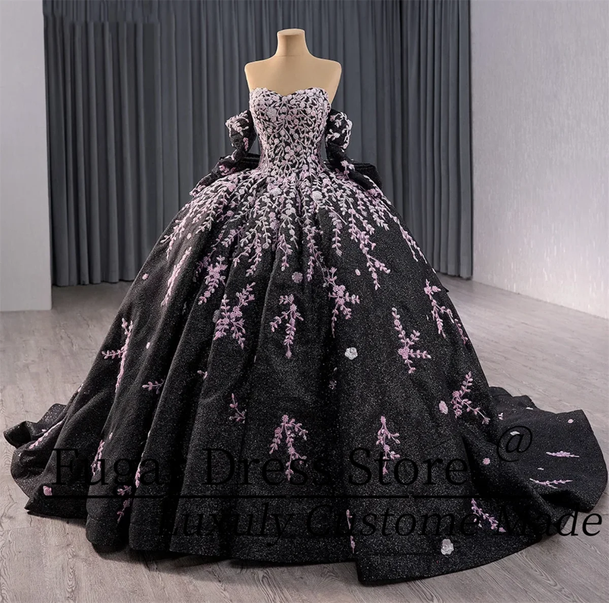 2025 noir Quinceanera robes fête bal luxueux cristal perle Robe De bal personnalisé Quinceanera Robe Robe De Quince Robe