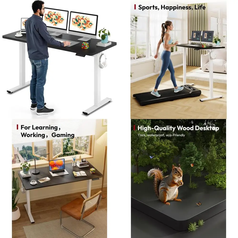 مكتب قائم كهربائي قابل للتعديل بارتفاع 60 × 24 مع وحدة تحكم مكونة من 6 أزرار مكتب قائم مريح للاستخدام المريح