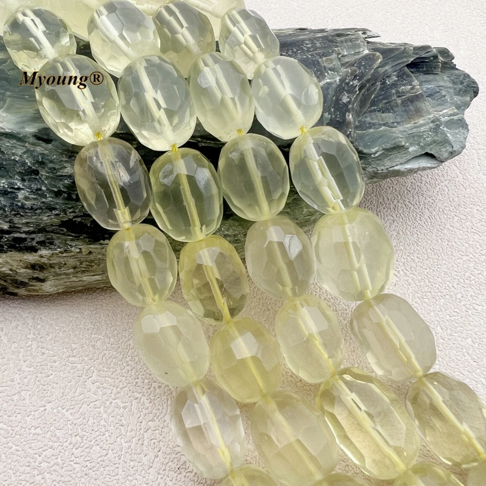 Large Faceted Natural Lemon Quartz Crystal Cutting Nugget Beads For DIY Jewelry Making MY230972