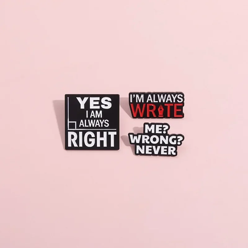 Creative English Short Sentences Badges Personalized Letter Designs Metal Accessories Brooches Fun Necklaces Women's Brooches
