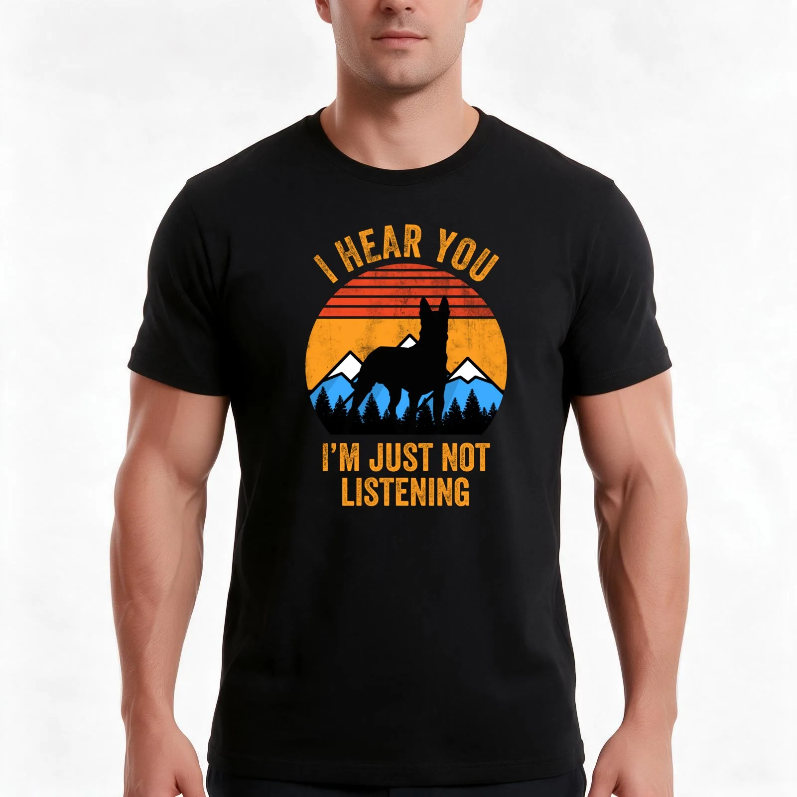 I Hear You I'm Just Not Listening Stubborn Malinois T-Shirt, Summer Casual Cotton Tee, Oversized Streetwear Tops, 100% Cotton
