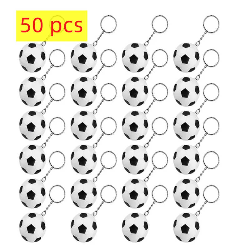 

50pcs White Soccer Keychains,Mini Soccer Stress Ball Keychains,Sports Ball Keychains,School Carnival Reward for Kids